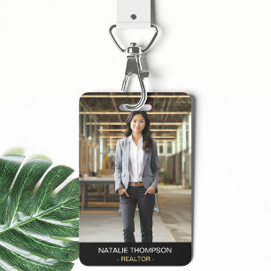 Bold Professional Real Estate Chic Realtor QR Code ID Badge