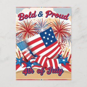 Bold & Proud 4th of July Patriotic Stars  Holiday Postcard