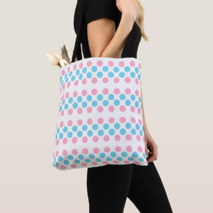 Bold Proud Transgender Pride Flag Colours Polkadot Tote Bag