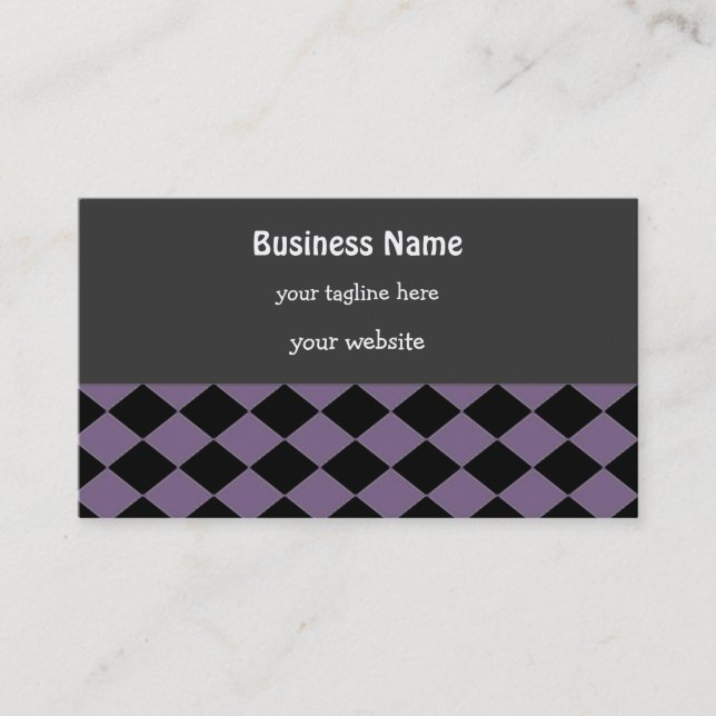 Bold Purple and Black Diamond Pattern Business Card (Front)
