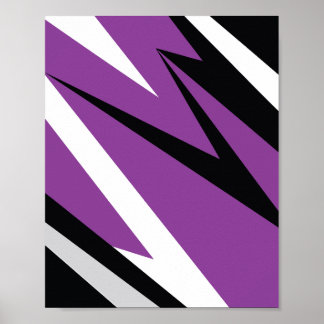 Bold Purple and Black Zigzag Abstract Design Poster