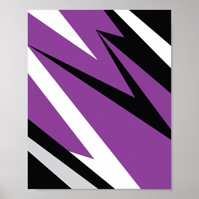 Bold Purple and Black Zigzag Abstract Design Poster (Front)