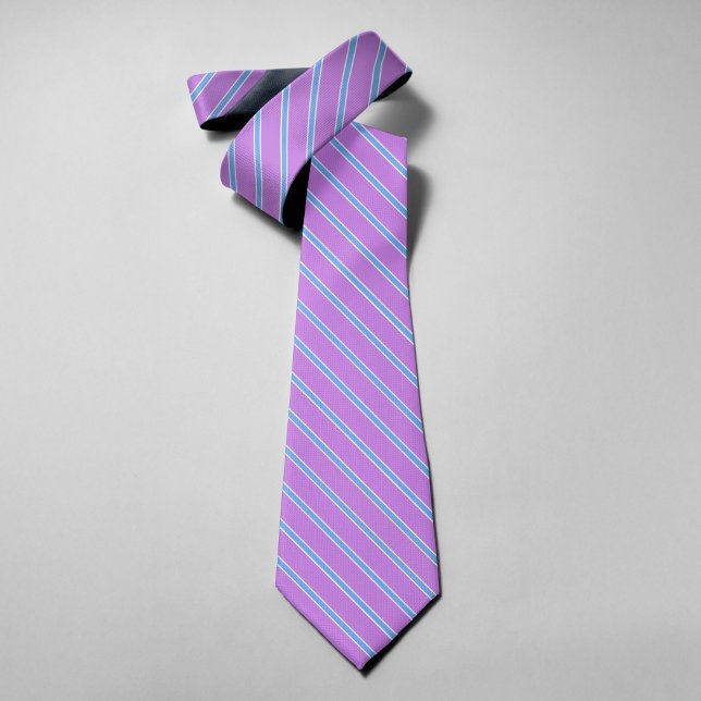Bold Purple And Light Bule Stripes Luxury Wedding Tie (Creator Uploaded)