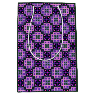 Bold Purple and Pink Diamond Pattern Medium Gift Bag