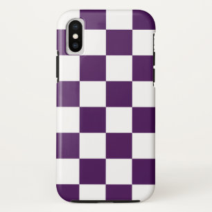Bold Purple and White Chequered Pattern iPhone X Case