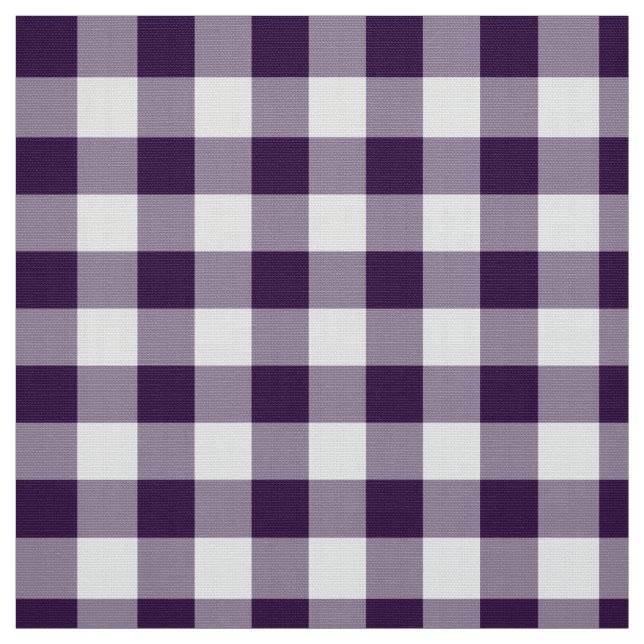 Bold Purple and White Gingham Plaid Fabric (Swatch)