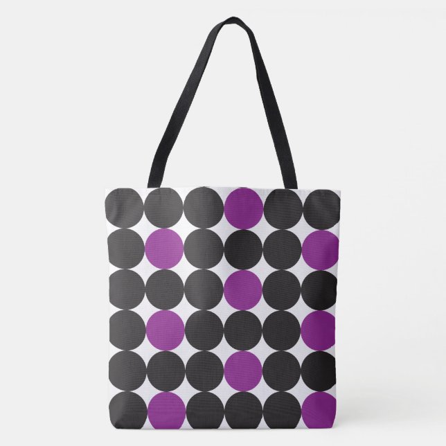 Bold Purple Black Dots Geometric Pattern Tote Bag (Front)