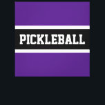 Bold Purple Black Sports Letters PICKLEBALL Text Canvas Print<br><div class="desc">This fun design features big sports letters inside a wide black stripe highlighted with white stripes on a bright royal purple background.  The colours and PICKLEBALL text in this template design can be personalised.</div>