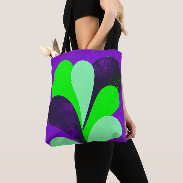 Bold Purple Botanical Statement Tote Bag (Close Up)