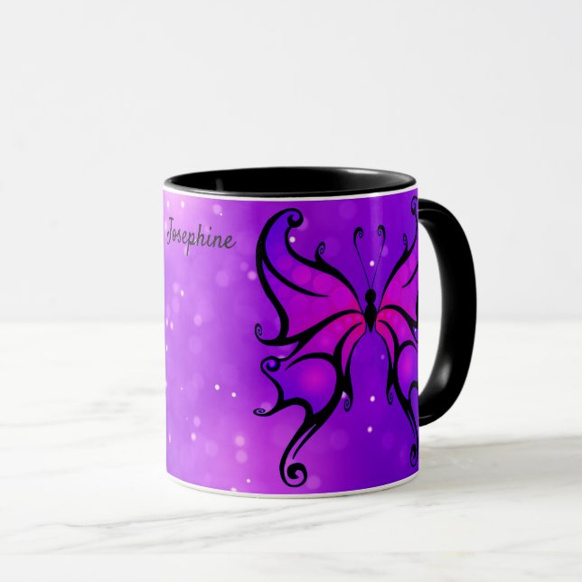 Bold Purple Butterfly Coffee Cup Gift Mug (Front Right)