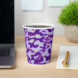Bold Purple Camouflage Pattern Paper Cups