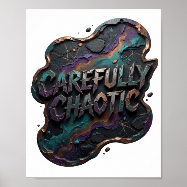 Bold Purple CAREFULLY CHAOTIC Poster (Front)