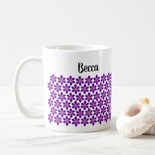 Bold Purple Clematis Flower Pattern Personalised Coffee Mug