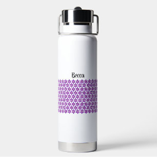 Bold Purple Clematis Flower Personalised Water Bottle