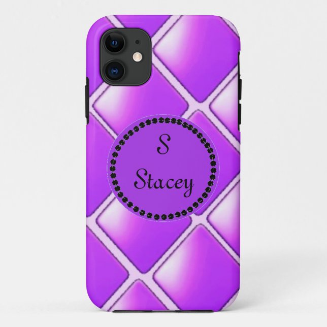 Bold Purple Diamond With Monogram Case-Mate iPhone Case (Back)