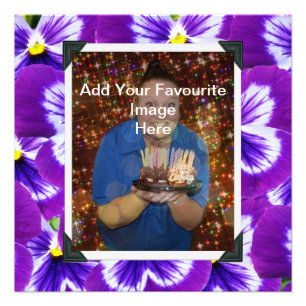 Bold Purple Fairy Pansies, Photo Frame Plaque Print