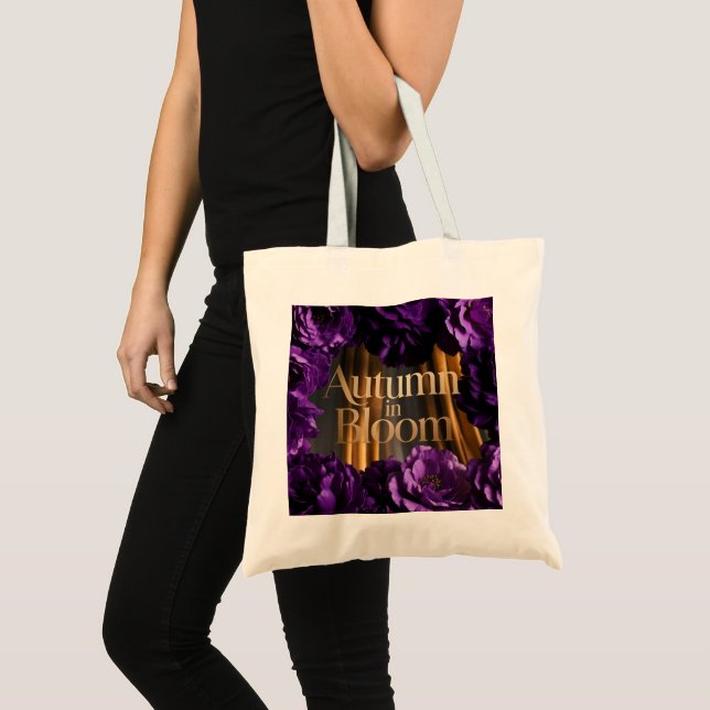 Bold Purple Floral Border Autumn Statement Design Tote Bag (Front (Product))