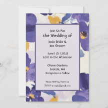 Bold purple flower wedding invitation