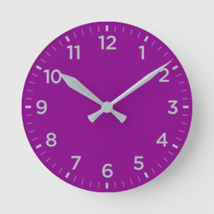 Bold Purple Grey Gloss Minimalist Wall Clock