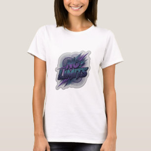 Bold Purple NO LIMITS Text Design T-Shirt