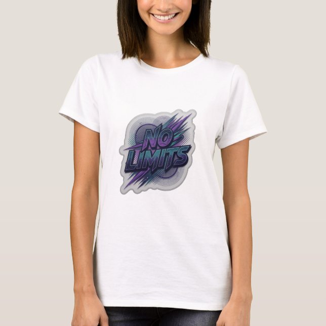 Bold Purple NO LIMITS Text Design T-Shirt (Front)
