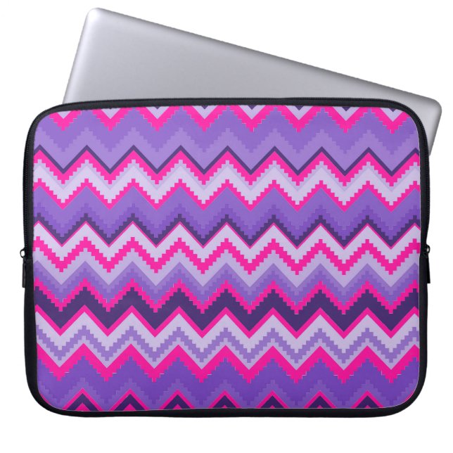 Bold Purple Pink Tribal Chevron Purple Girly Gifts Laptop Sleeve (Front)