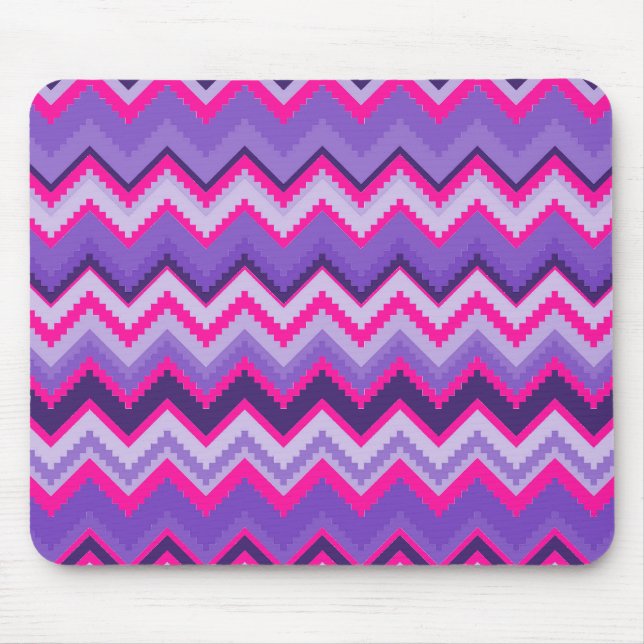 Bold Purple Pink Tribal Chevron Purple Girly Gifts Mouse Mat (Front)