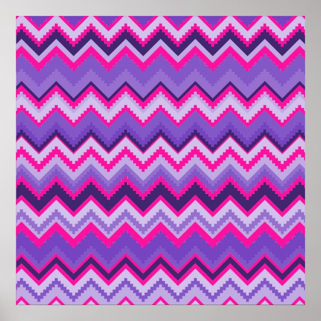 Bold Purple Pink Tribal Chevron Purple Girly Gifts Poster (Front)