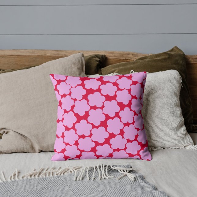 Bold Purple & Red Flower Vibrant Tropical Spring Cushion (Creator Uploaded)