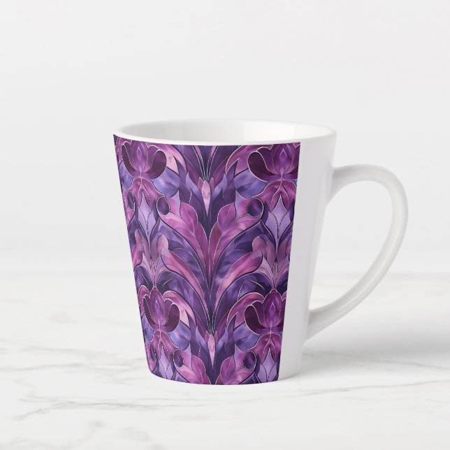Bold Purple Tones Art Deco  Small Ceramic Latte Latte Mug (Right)