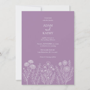 Bold Purple Wildflower Wedding Invitation