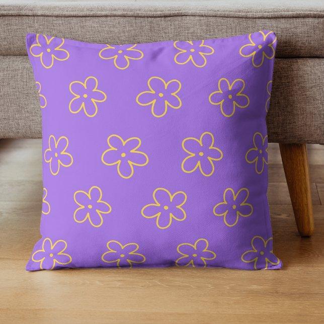 Bold Purple & Yellow Flower Vibrant Tropical  Cushion (Creator Uploaded)