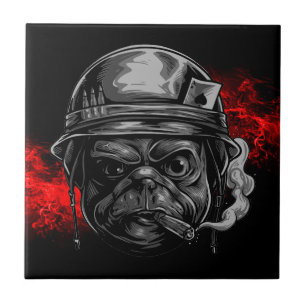 Bold, Quirky, and Ready for Action - Cool Pug Dog Tile