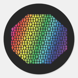 Bold Rainbow and Black Honeycomb Diamond Pattern Classic Round Sticker