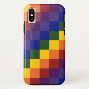 Bold Rainbow Chequerboard Pattern iPhone X Case