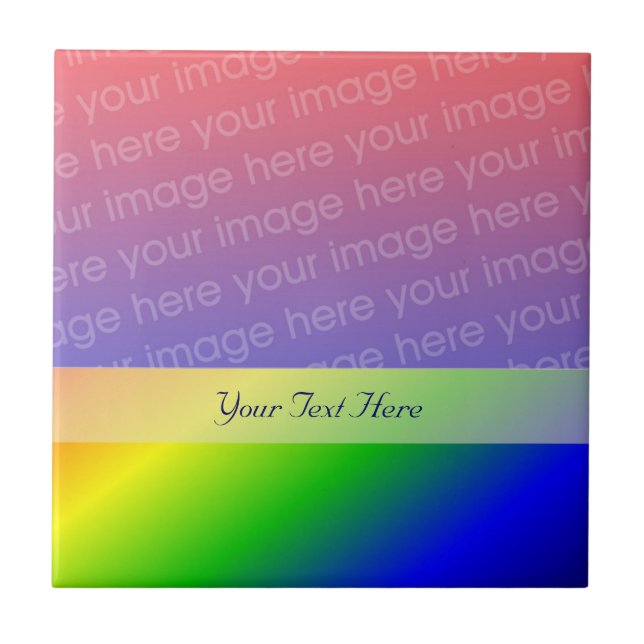 Bold Rainbow Colour Stripes Your Photo Tile (Front)