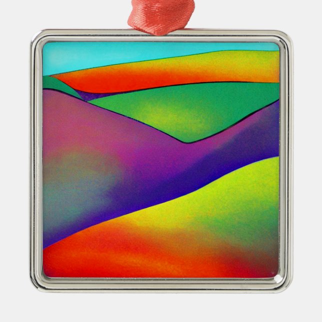 Bold Rainbow Hills Metal Tree Decoration (Front)