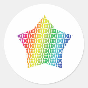 Bold Rainbow Honeycomb and Diamond Pattern star Classic Round Sticker