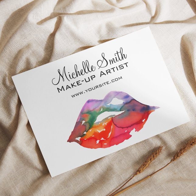 Bold Rainbow Lips Watercolor Drawing Beauty Makeup Flyer (Creator Uploaded)