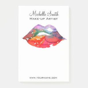 Bold Rainbow Lips Watercolor Drawing Beauty Makeup Post-it Notes