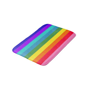 Bold Rainbow stripes bath mat