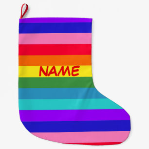 Bold Rainbow Stripes Christmas Stocking