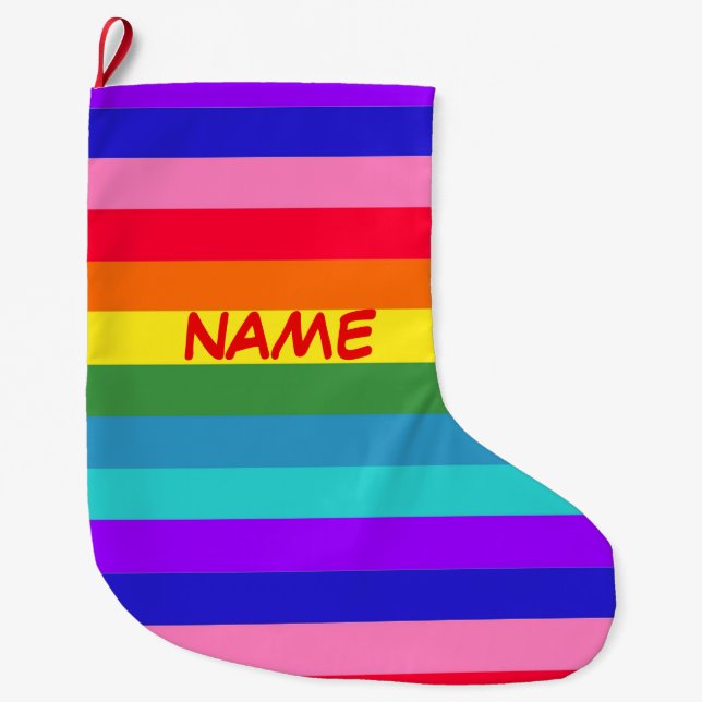 Bold Rainbow Stripes Christmas Stocking (Front)