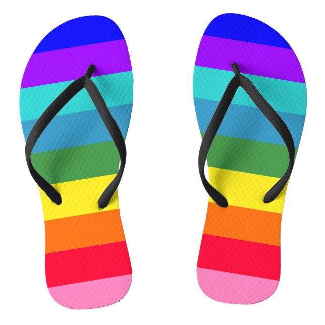 Bold Rainbow Stripes  Flip Flops (Footbed)