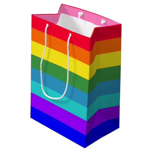 Bold Rainbow Stripes gift bag (Back Angled)