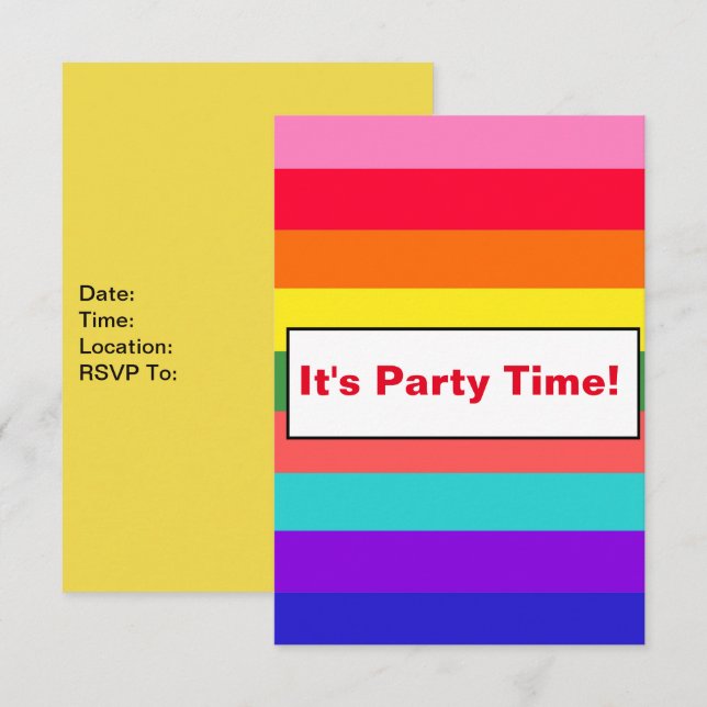 Bold Rainbow Stripes invitation (Front/Back)