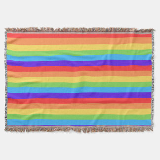 Bold Rainbow Stripes Throw Blanket