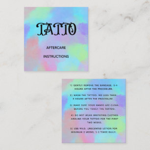 Bold Rainbow Unicorn Tattoo Aftercare Instruction Square Business Card