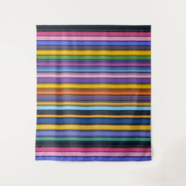 Bold Rainbow Vertical Stripes Tapestry (Front)