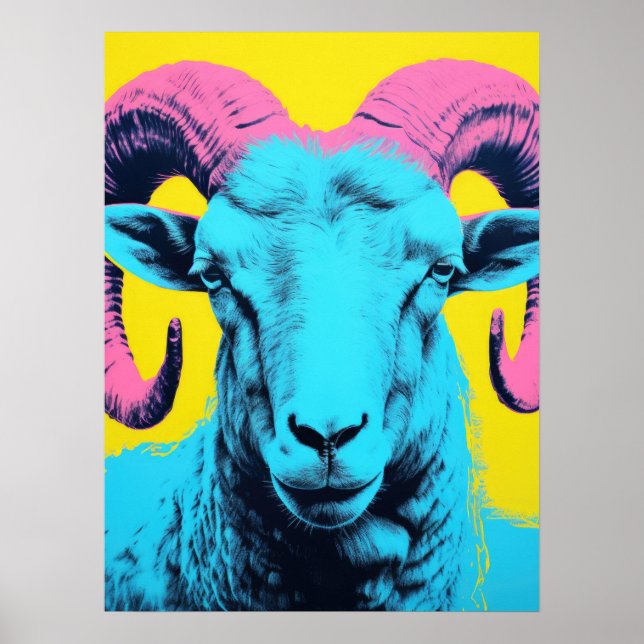Bold Ram: Neon Pop Art Poster (Front)